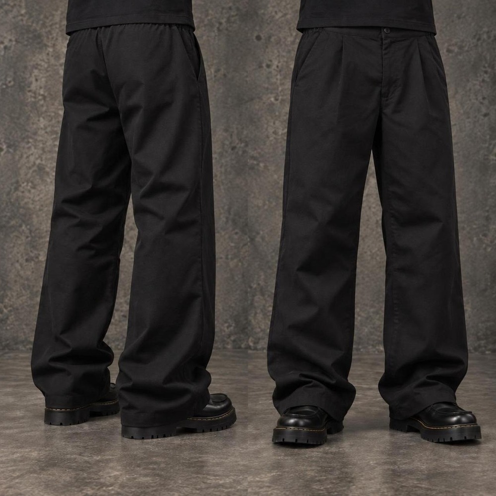 30x30 Black Pleated Straight Wide Leg Dress Pants Y2K